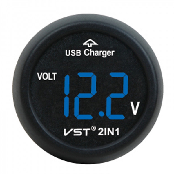 Купить Вольтметр автомобильный в прикуриватель VST706V-5 вольтметр, ЗУ USB, син. цифр в Челябинске