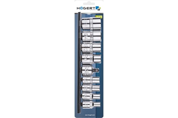 Купить Набор торцевых головок HOGERT HT1A884 Torx 1/4, 3/8, 9шт в Челябинске