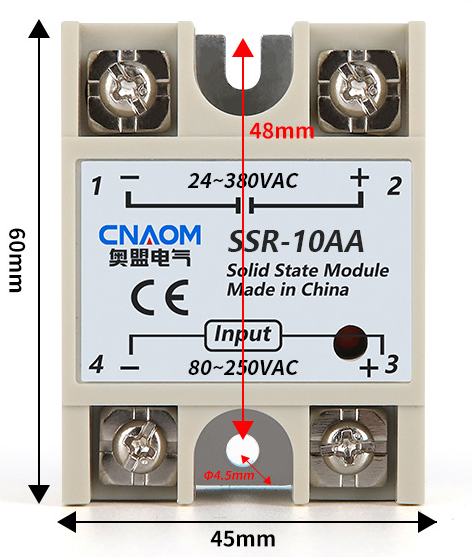 Купить Твердотельное реле CNAOM SSR-10AA (управление 80-250VAC, контроль 24-380VAC) в Челябинске