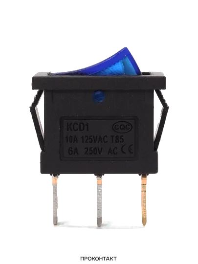 Купить Переключатель KCD1-101N ON-OFF 6A 250V (3 контакта) синий в Челябинске