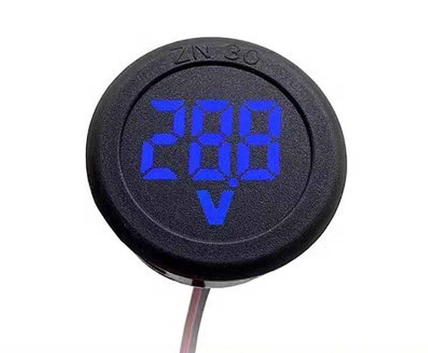 Вольтметр цифровой 4-100V врезной D=34мм синий