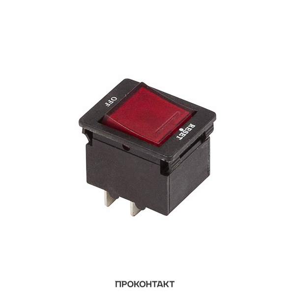 Купить Выключатель - автомат клавишный 250V 10А (4с) RESET-OFF красный  с подсветкой в Челябинске
