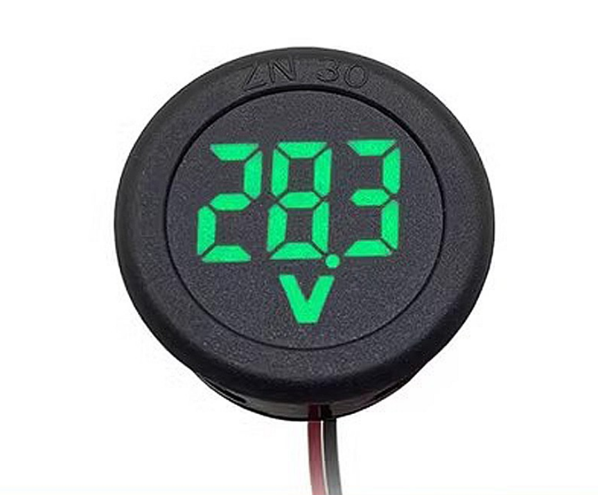 Вольтметр цифровой 4-100V врезной D=34мм зеленый