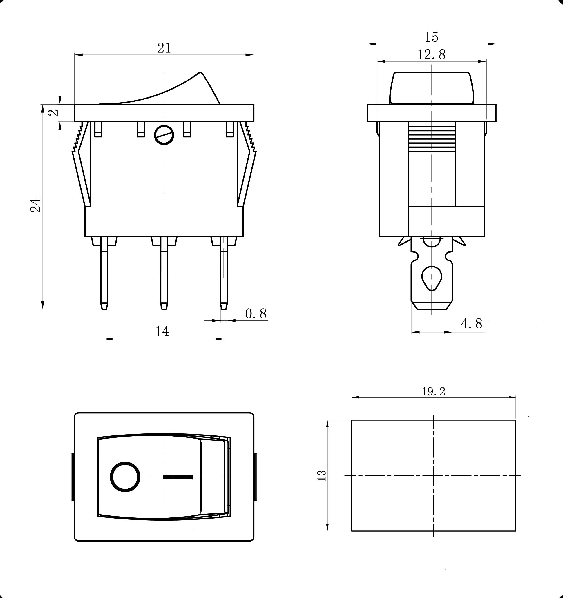 Купить Переключатель KCD1-102 ON-ON 6A 250V (3 контакта) черный в Челябинске